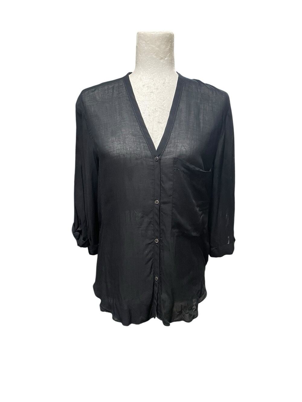 Helmut Lang Open Back Shirt Black Sheer Made USA Quiet Luxury Small